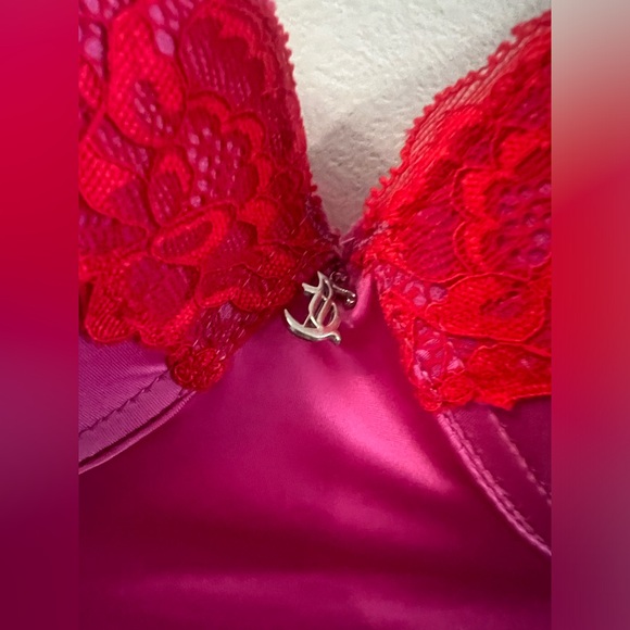Juicy Couture Satin Lace Bra 36C Infinite Rose Pink | NWT Sexy Bralette Lingerie - Picture 2 of 5